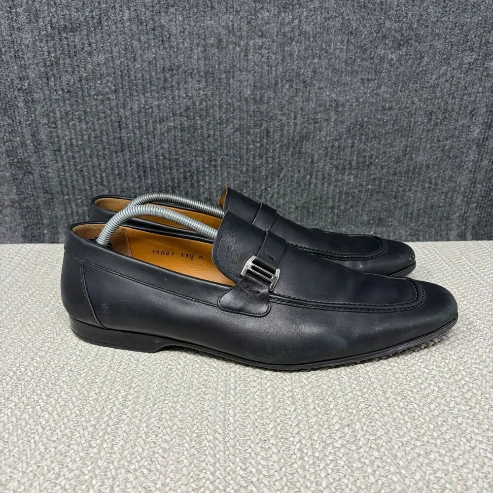 Magnanni Lino Loafers Bit Black Leather Slip On Dress Shoes Tuxedo Mens 11.5 M